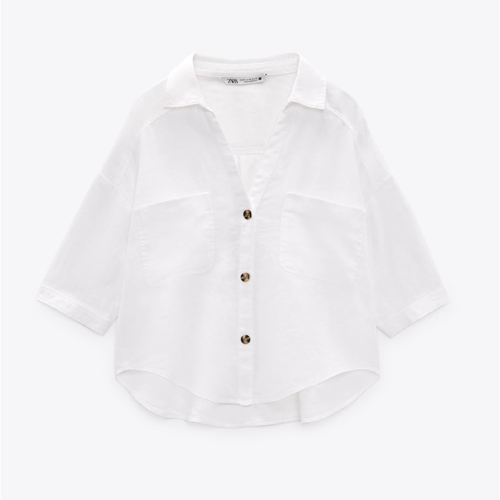 ZARA SHORT SLEEVE LINEN SHIRT